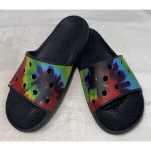 CROCS Unisex Tie-Dye Multicolor Comfort Slide Sandals Men’s 7 Women’s 9 EUC